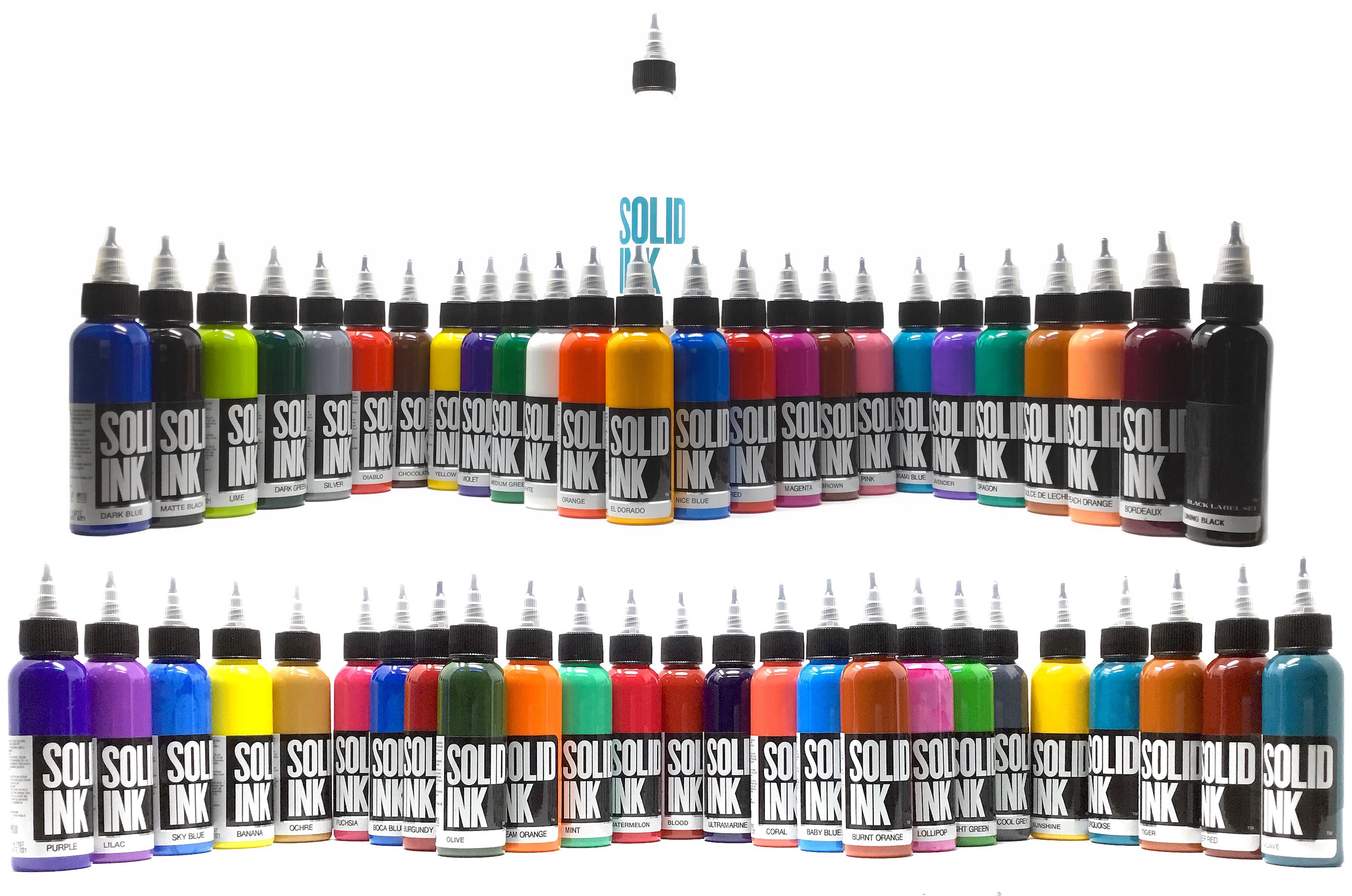 Solid Tattoo Ink 50 Color Deluxe Set in 1oz bottles